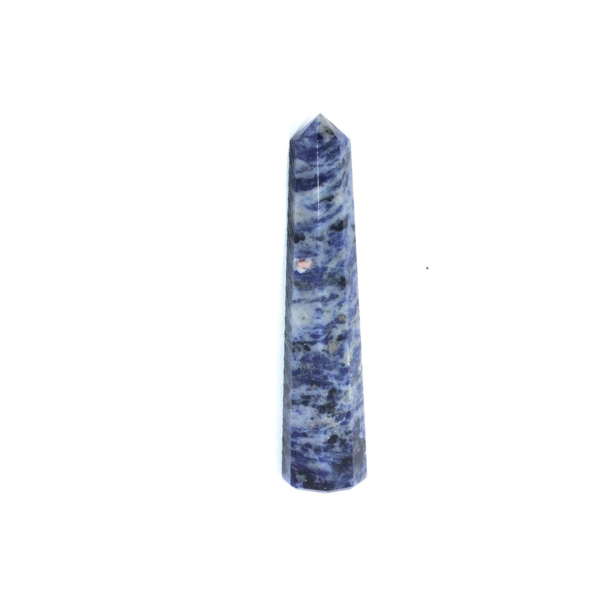 Jet Sodalite Obelisk Tower – Natural Polished Crystal Point for Home Decor & Desk Display, Gift-Ready Tower (3-3.5 Approx), Deep Blue Sodalite Crystal