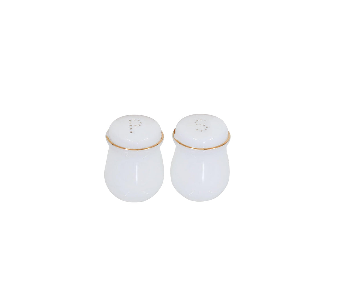 Barski Glass Salt & Pepper Shaker – Set of 2 Shakers, White with Gold Rim, 2.3" Height – Elegant Shakers for Dining Table, Kitchen, Parties, Cooking, Entertaining, and Special Occasions