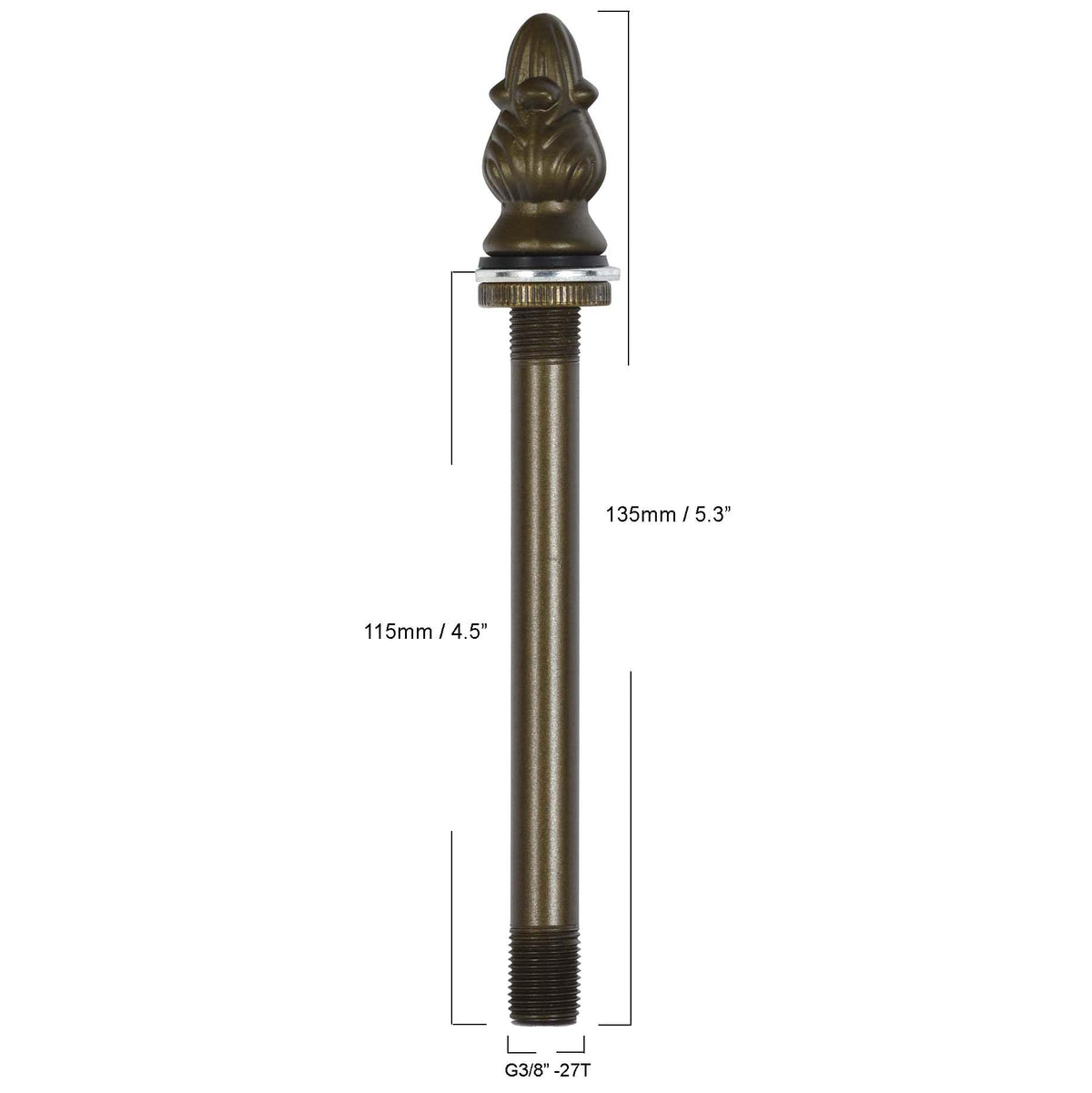 Bieye SS021 Lampshade Support with Finial for Tiffany Style Stained Glass Floor Lamp Table Lamp (G3/8 115mm Bronze Acorn)
