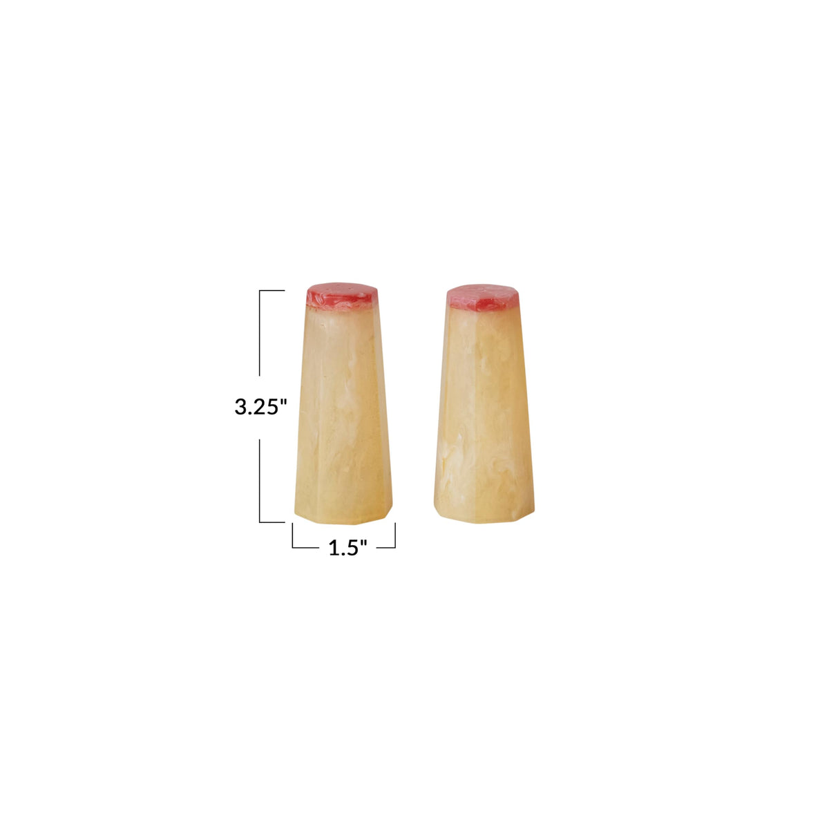 Creative Co-Op 2-Tone Resin Salt and Pepper Shakers, Marbled Orange and Pink, Set of 2