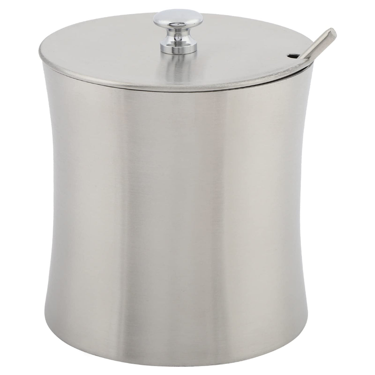 Acouto Salt Bowl with Lid and Spoon, Stainless Steel Sugar Bowl Salt Seasoning Condiment Pot Jar with Cover and Spoon