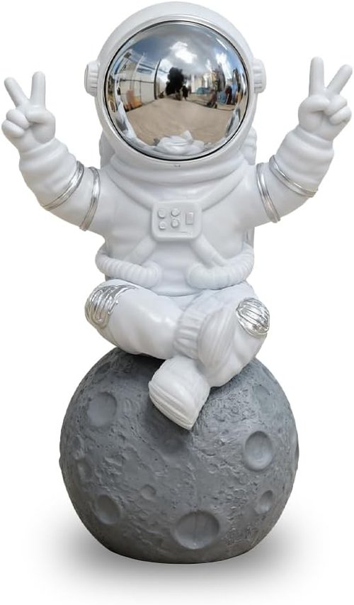 Astronaut Figurine Statue - 3-Inch Resin Spaceman Desk Decor | Cute Space Accent for Office & Boys Room