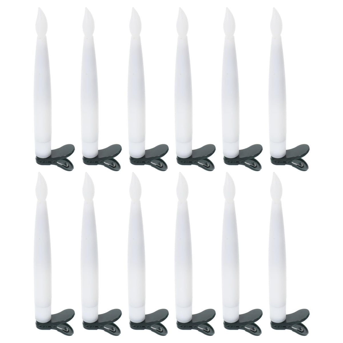 Angoily 12 Pcs Flameless Led Taper Candles Battery Operated Christmas Tree Lights Electric Fake Candles for Holiday Home Garden Wedding Parties Decor Includes Clips Fishing Line, Warm Led Lights