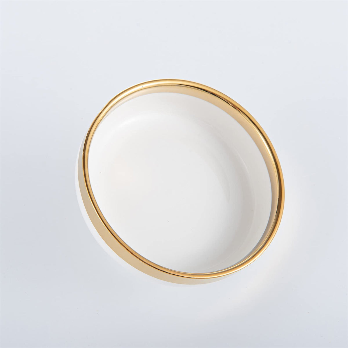 KeyChefLAB 3.4-Inch Porcelain Ceramic Dipping Bowls Set of 6 - White Sauce Dishes with Gold Trim for Soy Sauce, Sushi, Olive Oil, Condiment, Salsa & Dips | Dishwasher Safe Ramekins