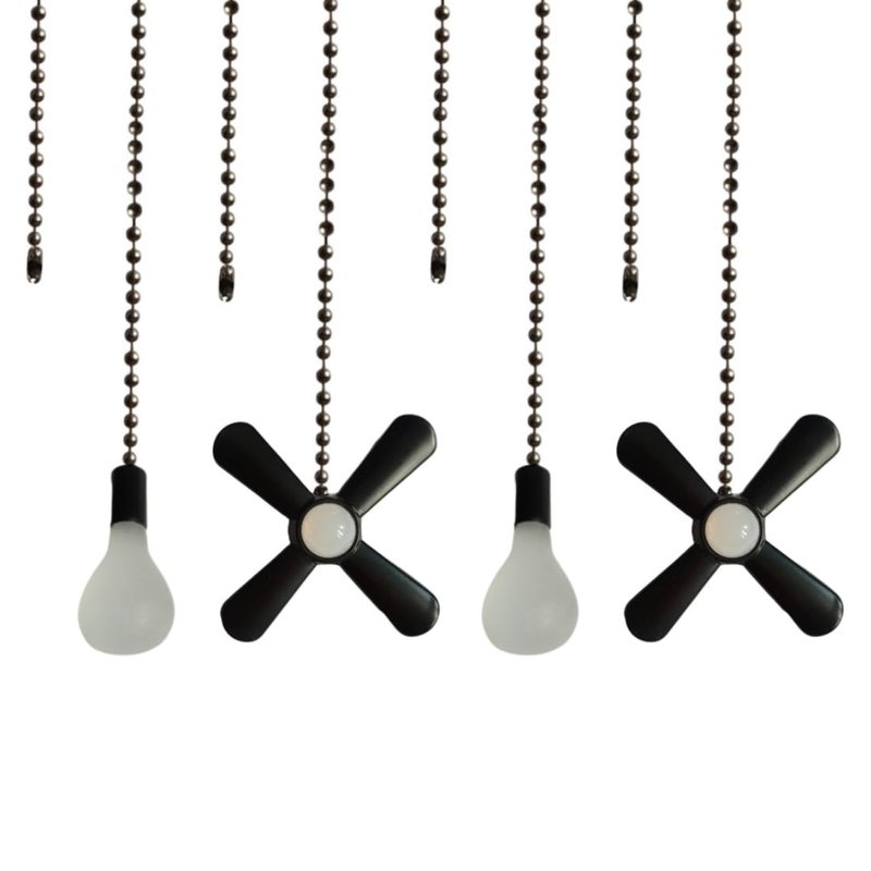 QLXHBOT Pull chain, Ceiling Fan Pull Chain Extender,3.3mm Diameter Beaded Ceiling Fan Pull Chain Decorative Light Bulb and Fan 12 Inches Fan Pull Chain Set Black, 4Pcs