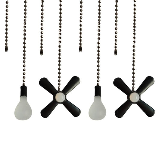 QLXHBOT Pull chain, Ceiling Fan Pull Chain Extender,3.3mm Diameter Beaded Ceiling Fan Pull Chain Decorative Light Bulb and Fan 12 Inches Fan Pull Chain Set Black, 4Pcs