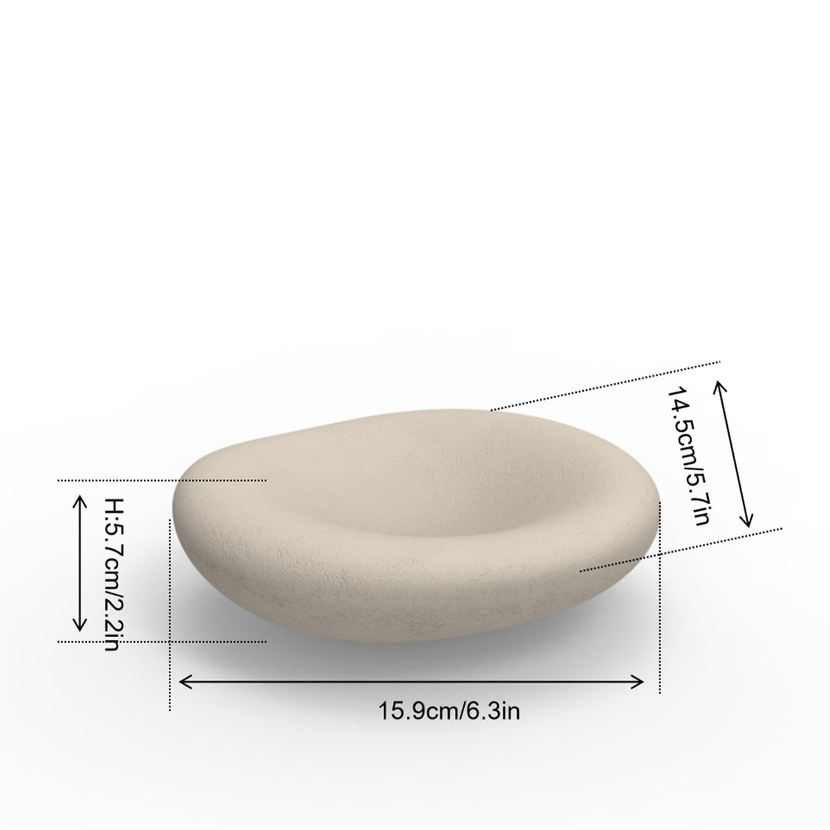 6.3 Inch Cloud Bowl, Decorative Concrete Bowl for Home Decor, Key Tray for Entryway Table, Concretes Jewelry Tray, Asymmetrical Concrete Organic Bowles (Beige)