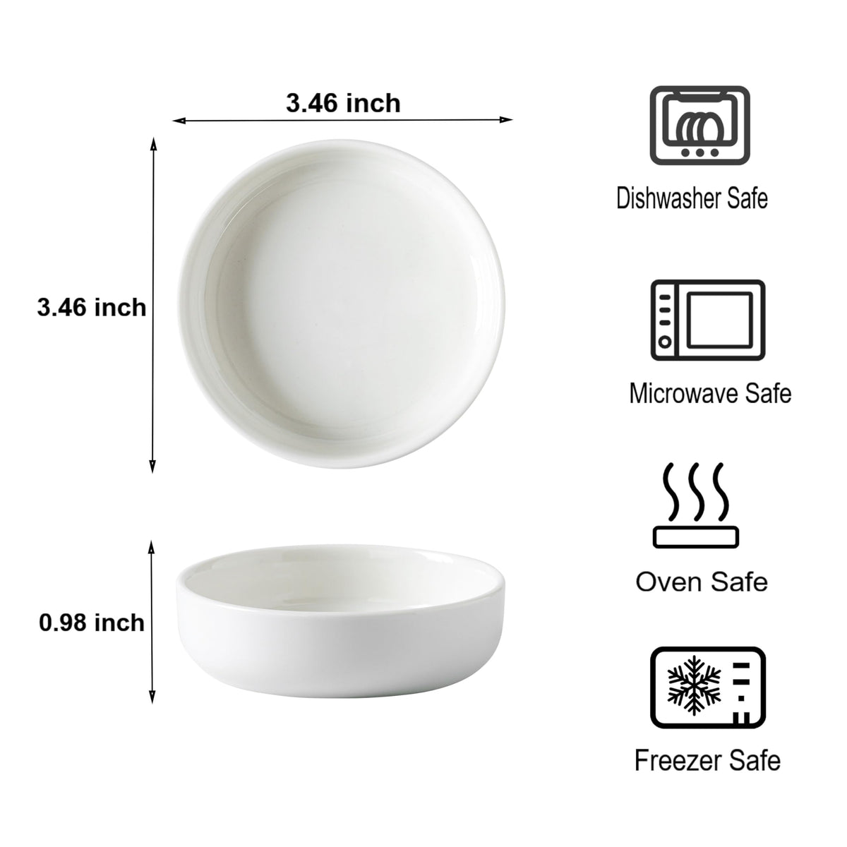 Dipping Bowls Set of 4, 2462°F High-Fired Ceramic Small Bowls for Dips, Olive Oil & Sauce, Elevates Table Setting, Idea for BBQ,Afternoon Tea,Entertaining,Housewarming & Holiday Gifts, White