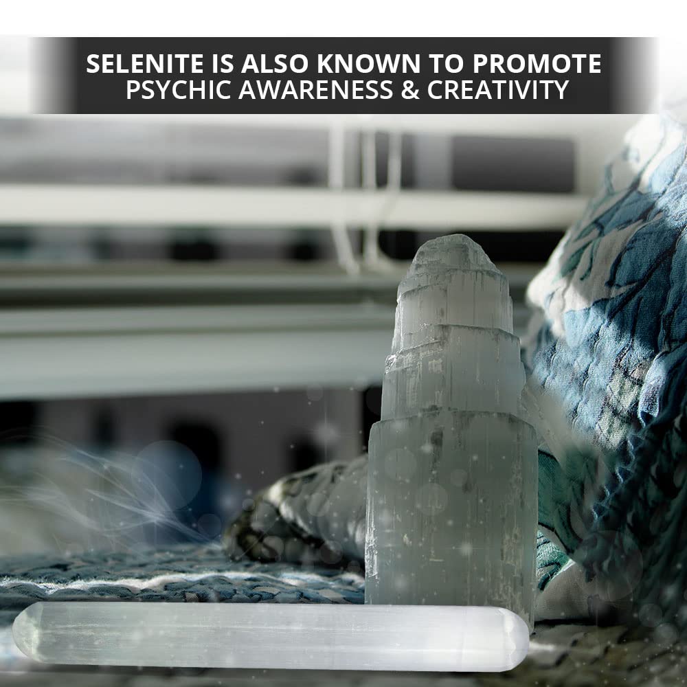 NORTHLANDZ Selenite Crystal Massage Wand 6 Inches, Moroccan White Healing High Efficient Energy Crystals for Anxiety Relief, Yoga, and Meditation, Ideal for Gift and Home Decor