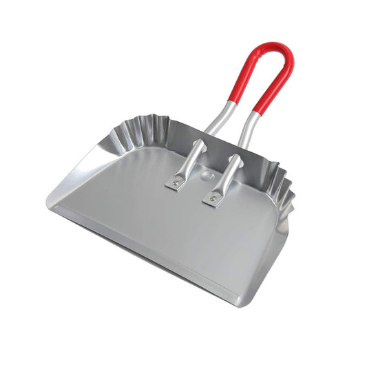 TOP DOG Metal Dustpan 17”, Aluminum Dust Pans Heavy Duty Does not Chip or Bend Sheet Metal Edge Flat Against Floor for Small Item Sweeping Rubber Coated Easy to Grasp Handle (1pcs)
