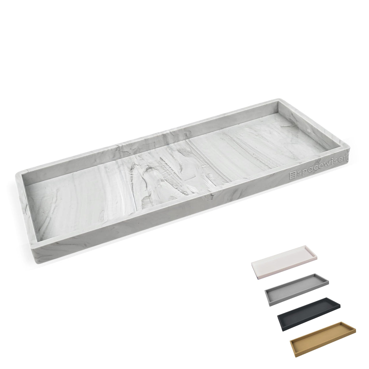 Spacewiser Countertop and Vanity Tray - 11.7" Silicone Bathroom Counter Tray, Dish Soap Trays for Kitchen Counter, Sink Organizer Accessories Caddy, Toilet Laundry Shower Makeup Mat Oil Holder Coffee