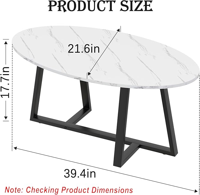 Wolawu Coffee Table Small Oval Table, Modern Center Tea Tables