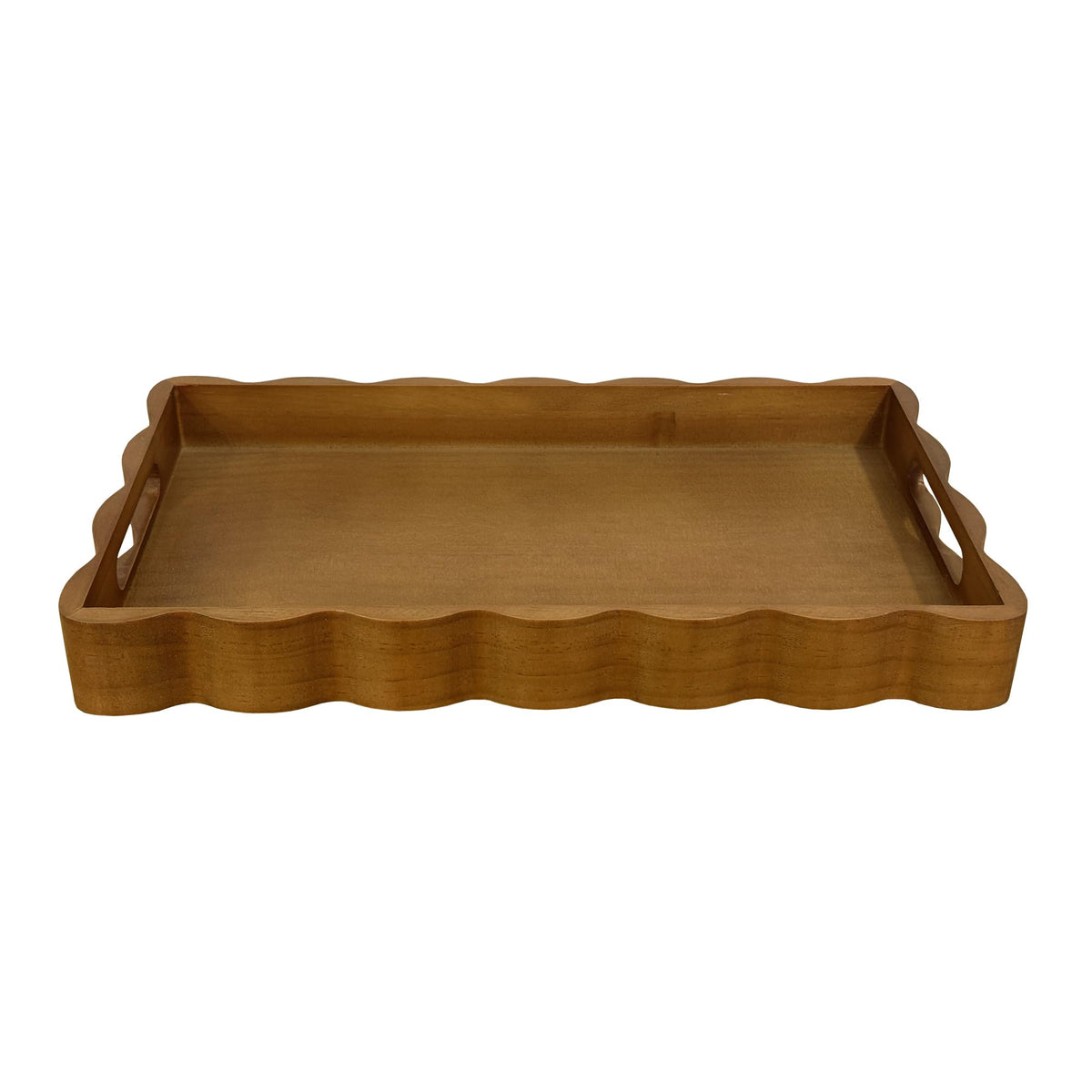 JUIOETURPine Wood Decorative Tray with Handle Rectangular Wooden Serving Tray for Breakfast in Bed,Coffee Table,Dining Table,or Kitchen - Perfect for Living Room,Bedroom,and Entryway Decor (Brown)