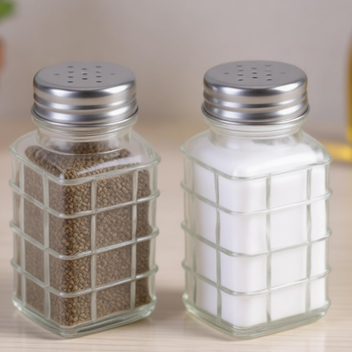 2Pcs Condiment Containers Square Shaker Transparency Glass Seasoning Jars for Salts Peppers Storage Clear Seasoning Bottles