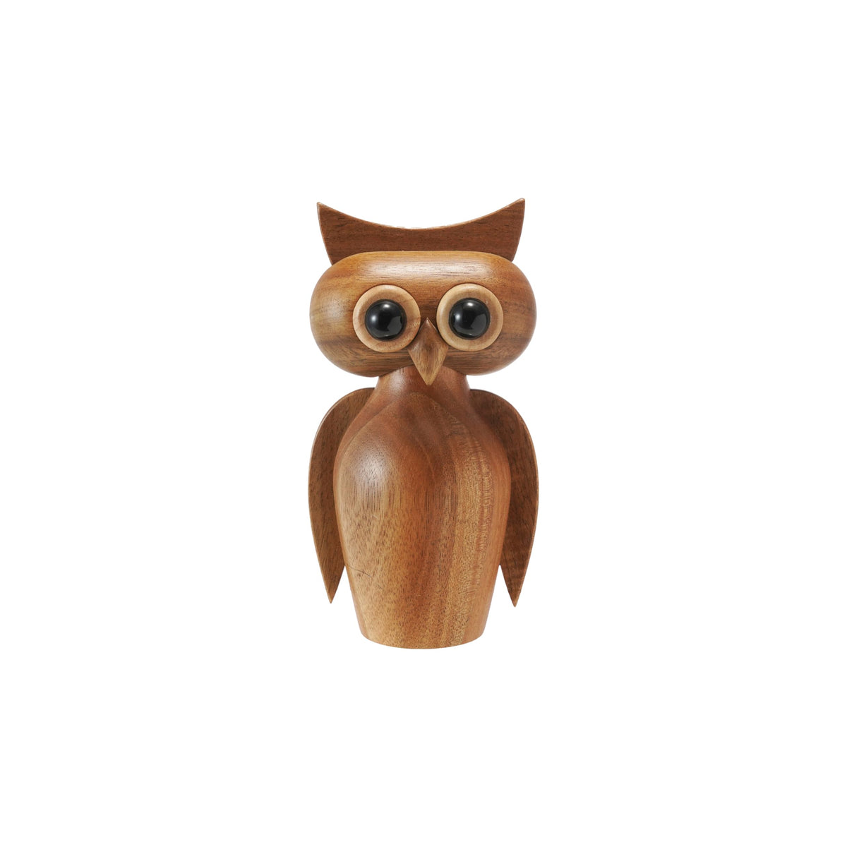 Creative Co-Op Acacia Wood Owl Shaped Salt and Pepper Mill, Natural and Black Finish