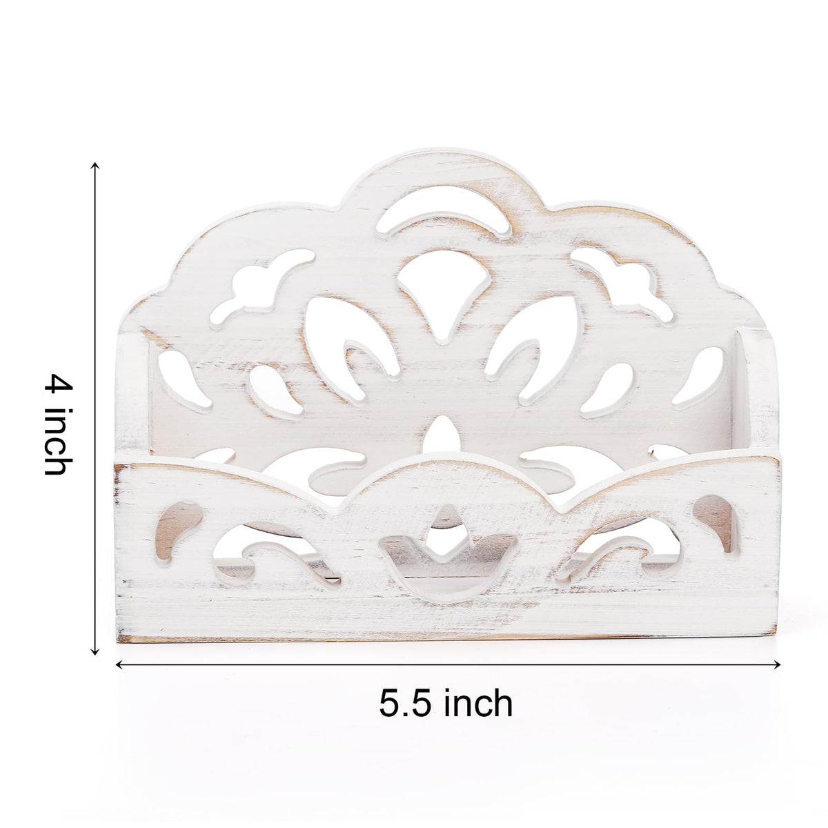 yarlung 2 Pack Vintage Business Card Holder, Shabby Chic White Greeting Card Display Stand, Wooden Open Name Cards Holder for Desktop, Office Trade Receptions, Hollowed Design