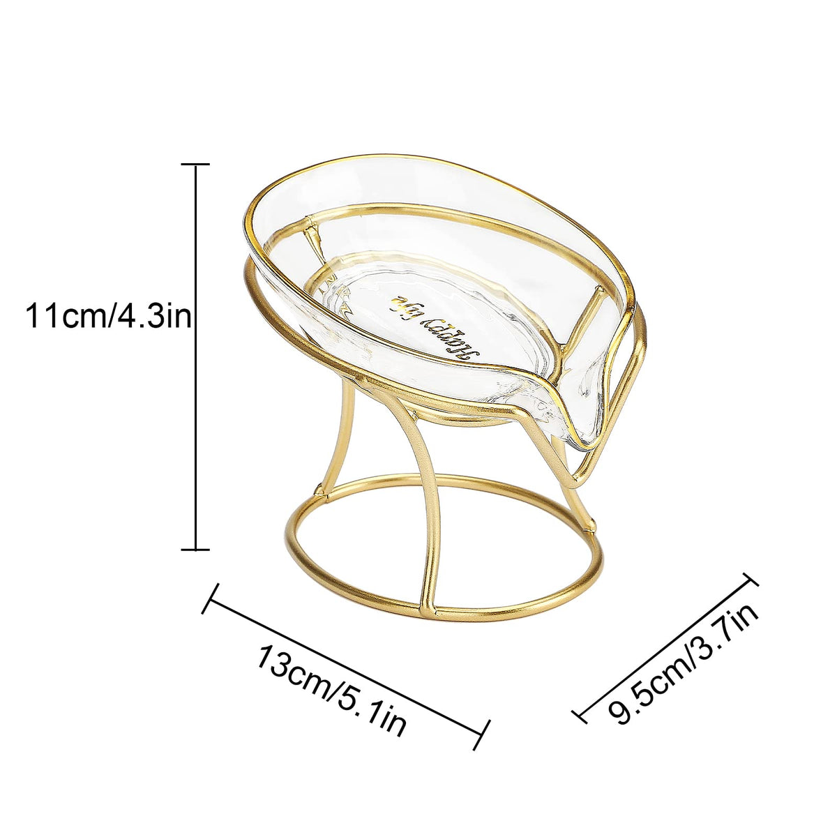 JOROBURO Self Draining Soap Holder, Creative Soap Box Decorative Bathroom Soap Tray with Gold Iron Frame, Elegant Leaf Shape Soap Dish Bar Soap Holder for Home Bathroom Shower Kitchen(#2)