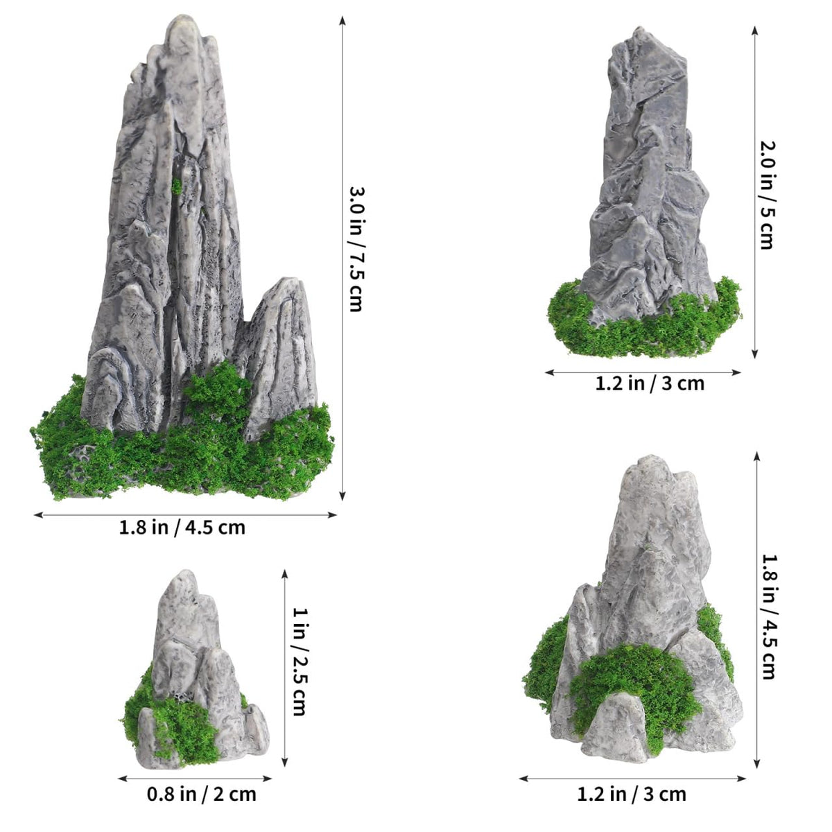 UPKOCH 8Pcs Miniature Fake Rocks for Diorama Supplies, Artificial Stone Figurines with Moss, Resin Zen Garden Accessories Terrarium Decor Mini Landscape