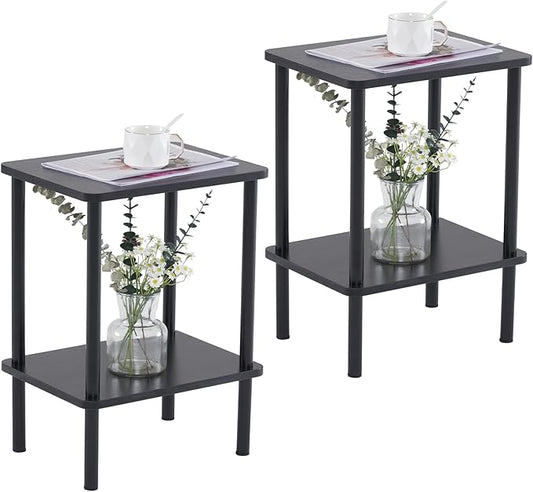 Apicizon 2 Tier End Table Set of 2, Small Side Table