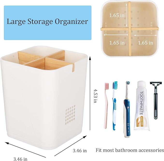 Toothbrush Holders Drainage for Bathrooms, 4 Slots Tooth Brushing Holder