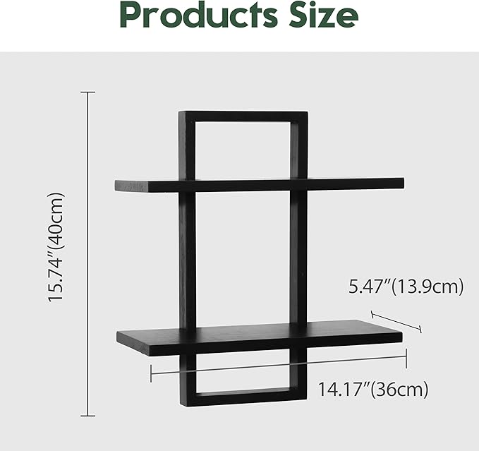 PHOENANCEE Floating Shelves for Wall, Display Hanging Shelf Set of 2, Modern