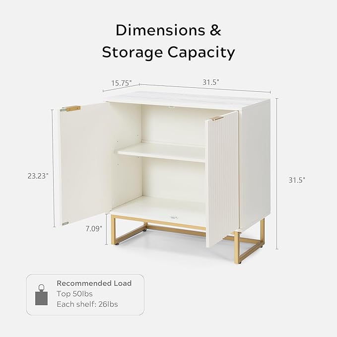 EYYTHUNG Fluted Storage Cabinets Set of 2, Sideboard Buffet Cabinet Accent