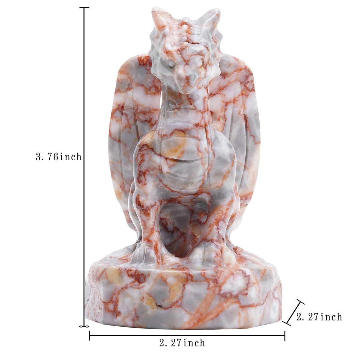 Bmuafry Natural Dragon Crystal Sculptures and Statues Hand Carved Reiki Healing Stone Statue Healing Home Office Art Room Decoration Collectible Ornaments (Red Grid, Flying Dragon)