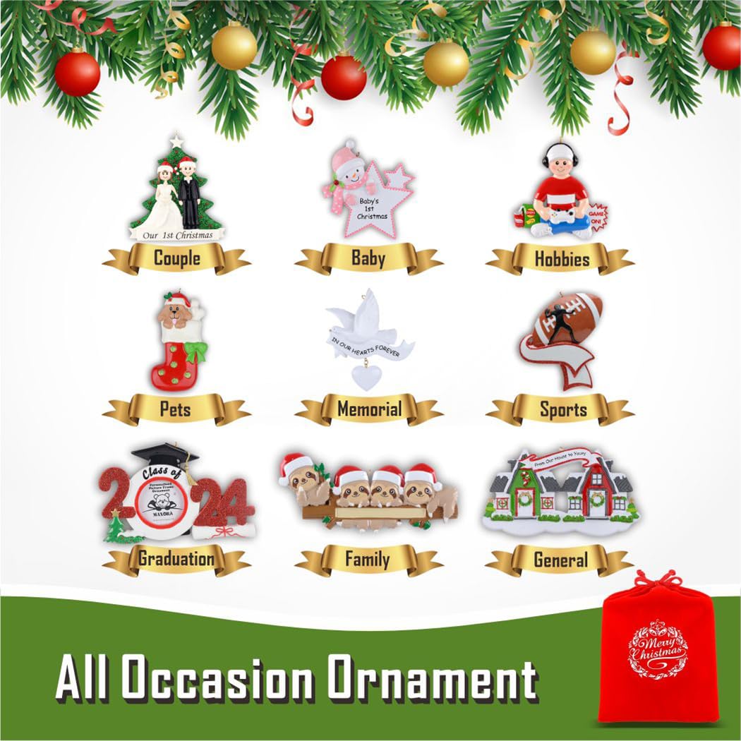 Worldwide Reindeer Family of 2 Personalized Christmas Ornament - Couple's First Christmas Together Keepsake Gift