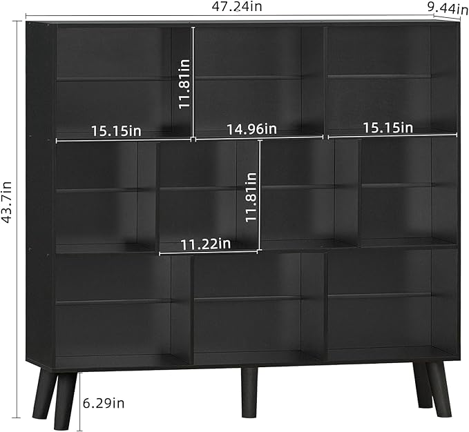 YAHARBO 10 Cube Bookshelf, 3 Tier Bookcase