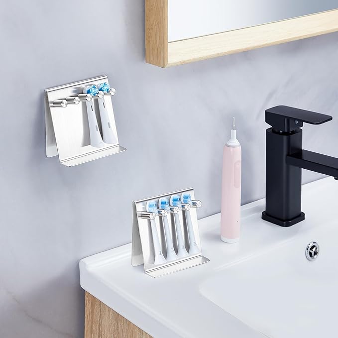 Electric Toothbrush Head Holder Adhesive or Tabletop, Tooth Brush Holder