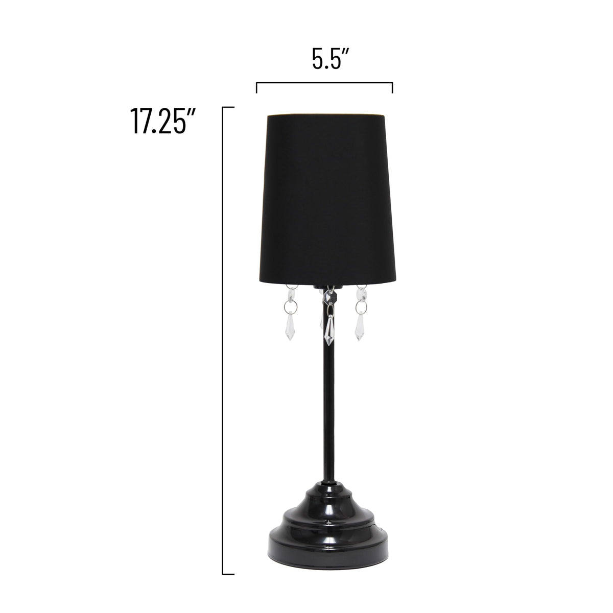 Simple Designs 17.25" Chic and Stylish Crystal Adorned Table Lamp - Black