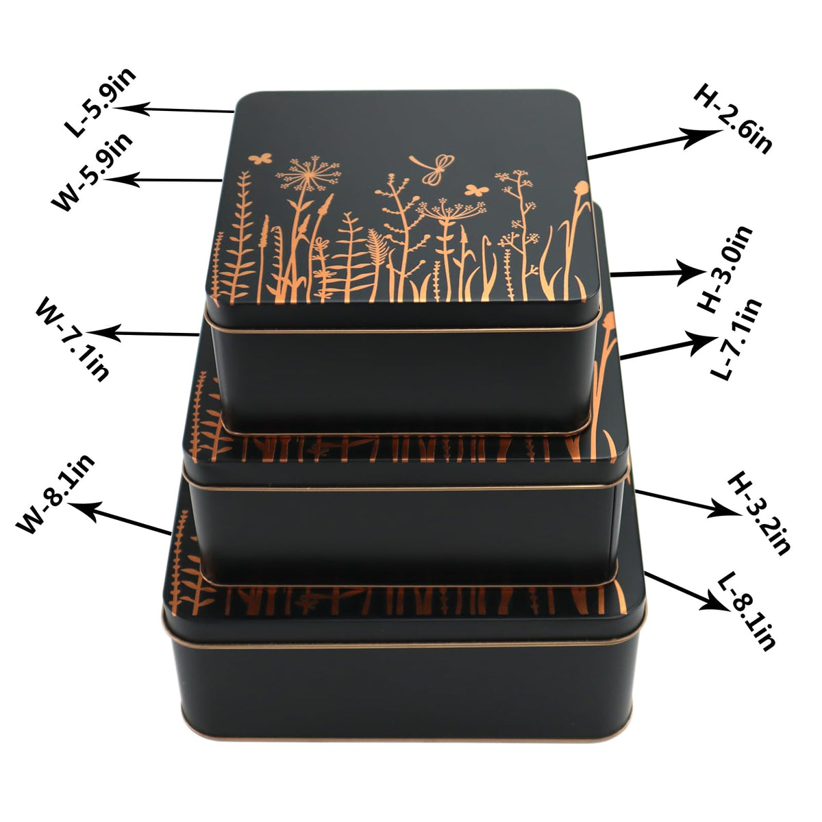 PHILPETY Decorative Storage Box Rural Tin Gift Box Tinplate Candy Cookie Box Square Candy Storage Containers with Lids for Chocolate Candy Tea Coffee Cosmetics Jewelry Photos Gift Case 3Pcs, M3-02