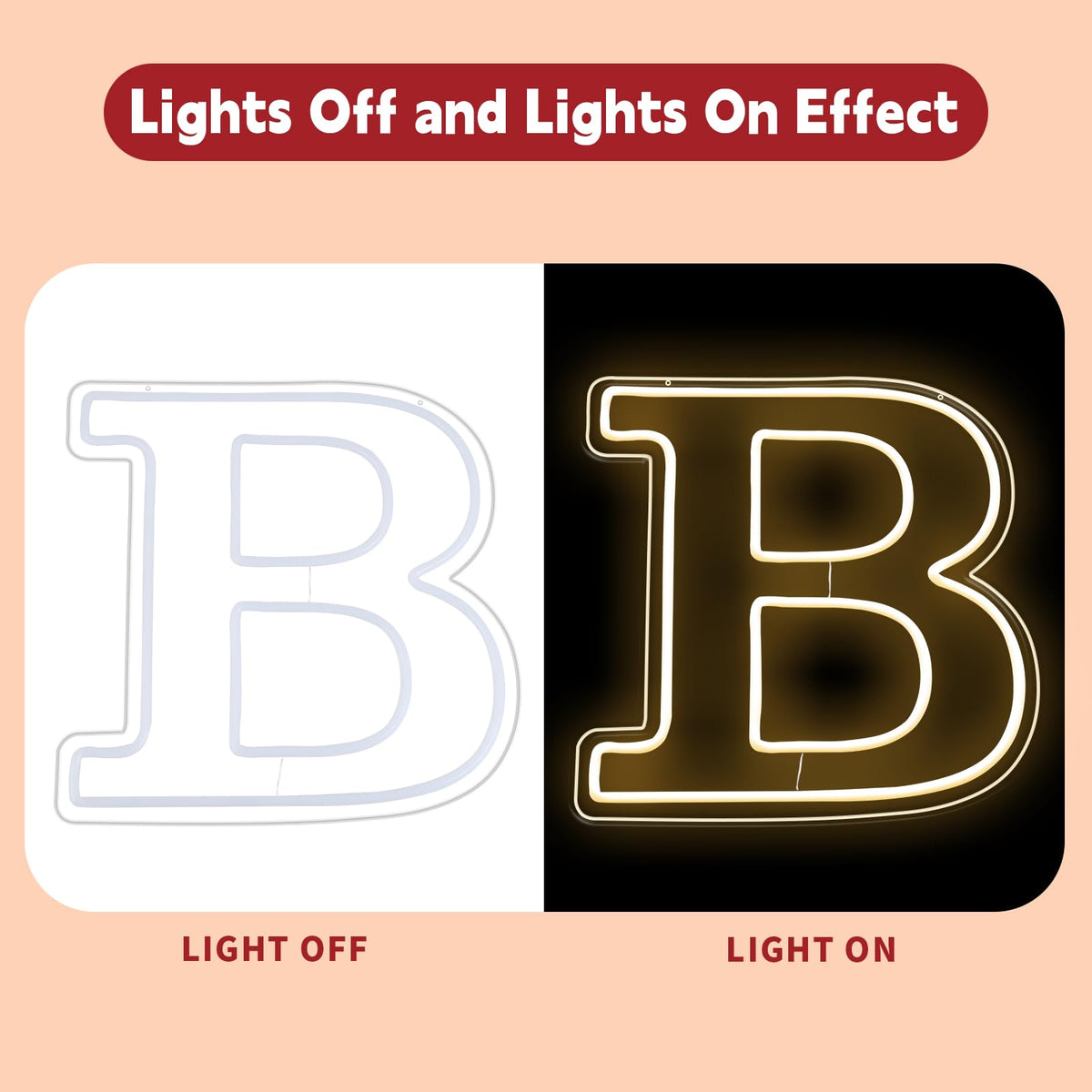 RumonZS Light Up Letters B LED Letters Lights Neon Sign 26 Alphabet 11.4"Decorative Lighted Alphabet for Wedding Party Birthday Bar Christmas Home Decor Letter Lights (Warm White)