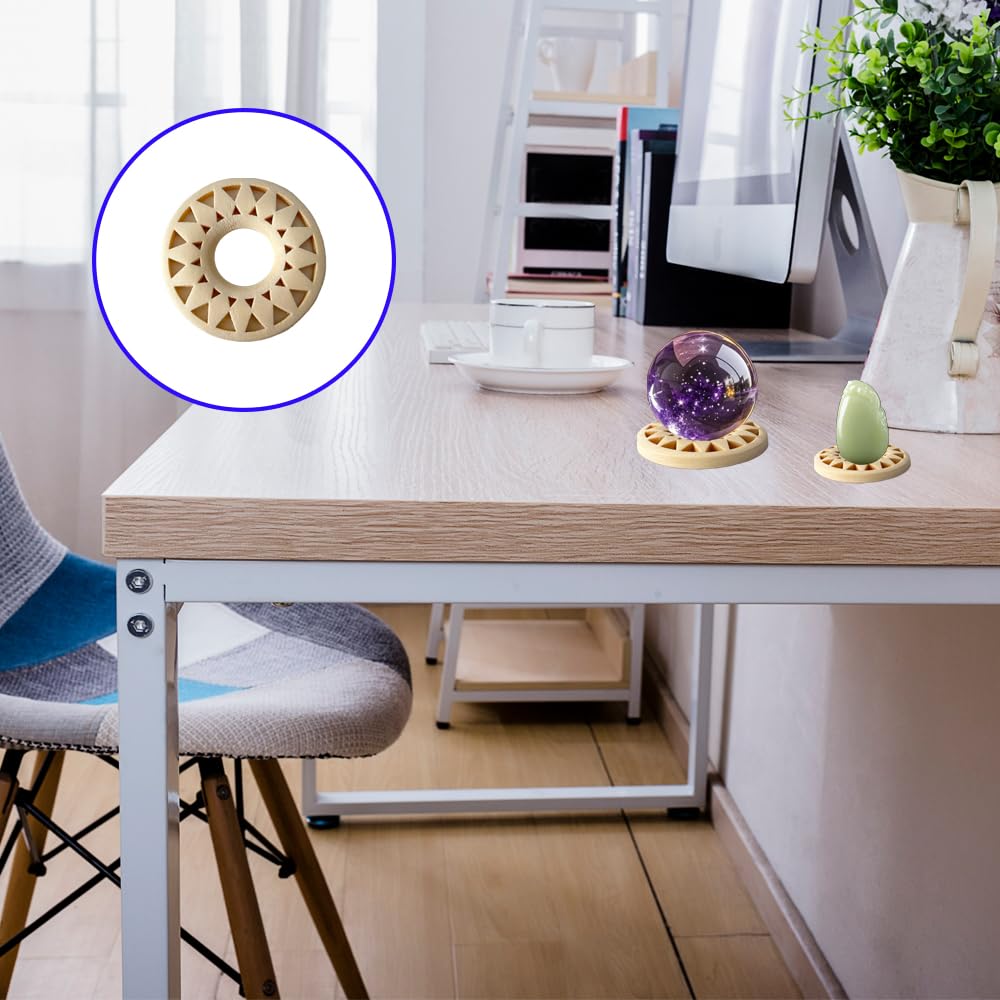 TQFXGLL 36 Pcs Refined Sphere Stand Wood, 3 Size Crystal Ball Stands for Home Decor Egg Rocks Holder