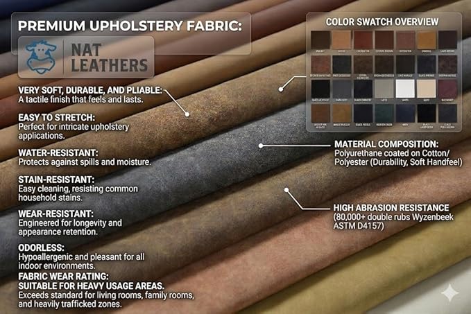 NAT Leathers | Tan Cognac Soft Faux Vegan Leather PU | 4 Yards Cut by the Yard