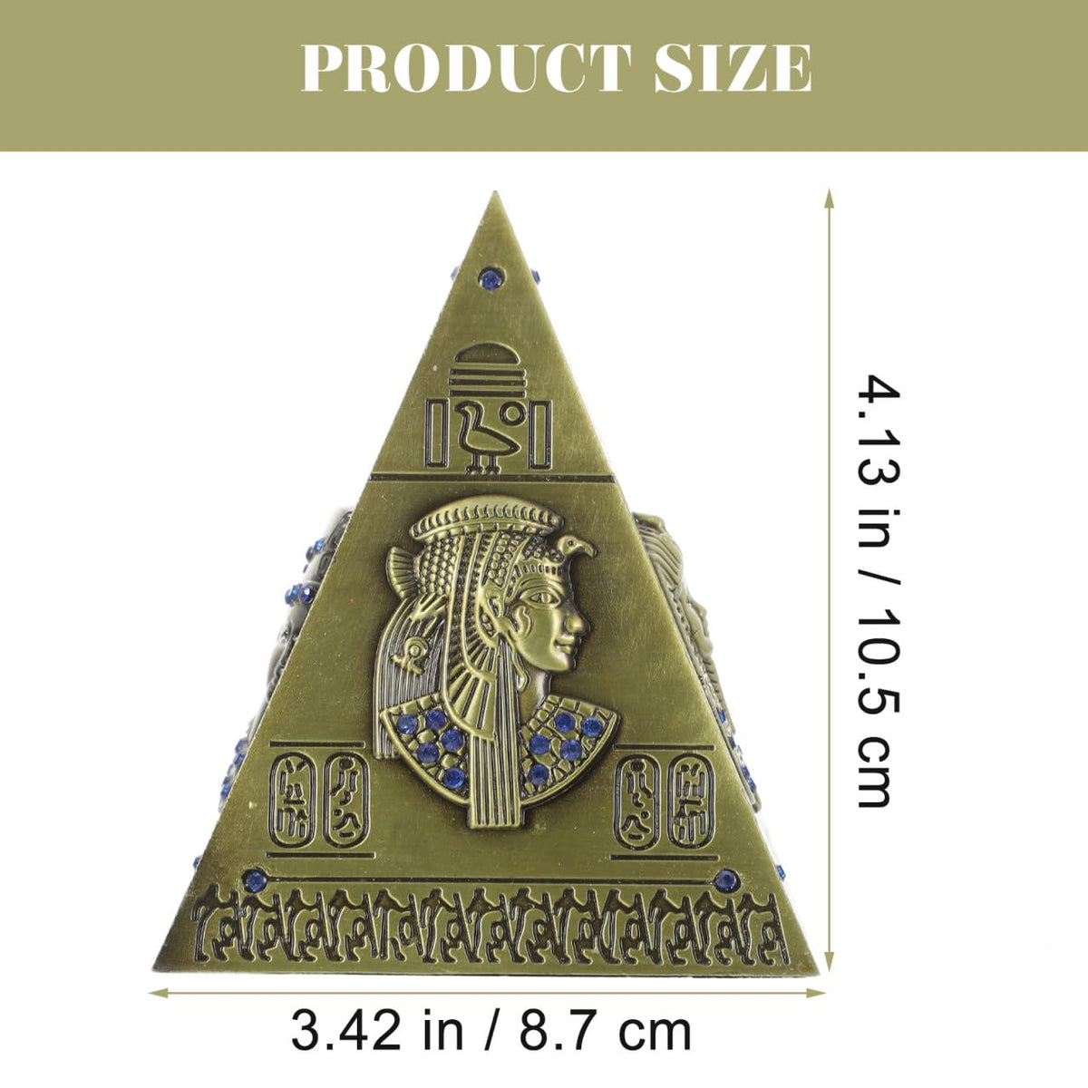 DECHOUS Egyptian Decor Pyramid Statue - Small Metal Ancient Egypt Meditation Pyramid Ornament Gifts for Souvenirs Home Office Building Model, 8.7 Inch