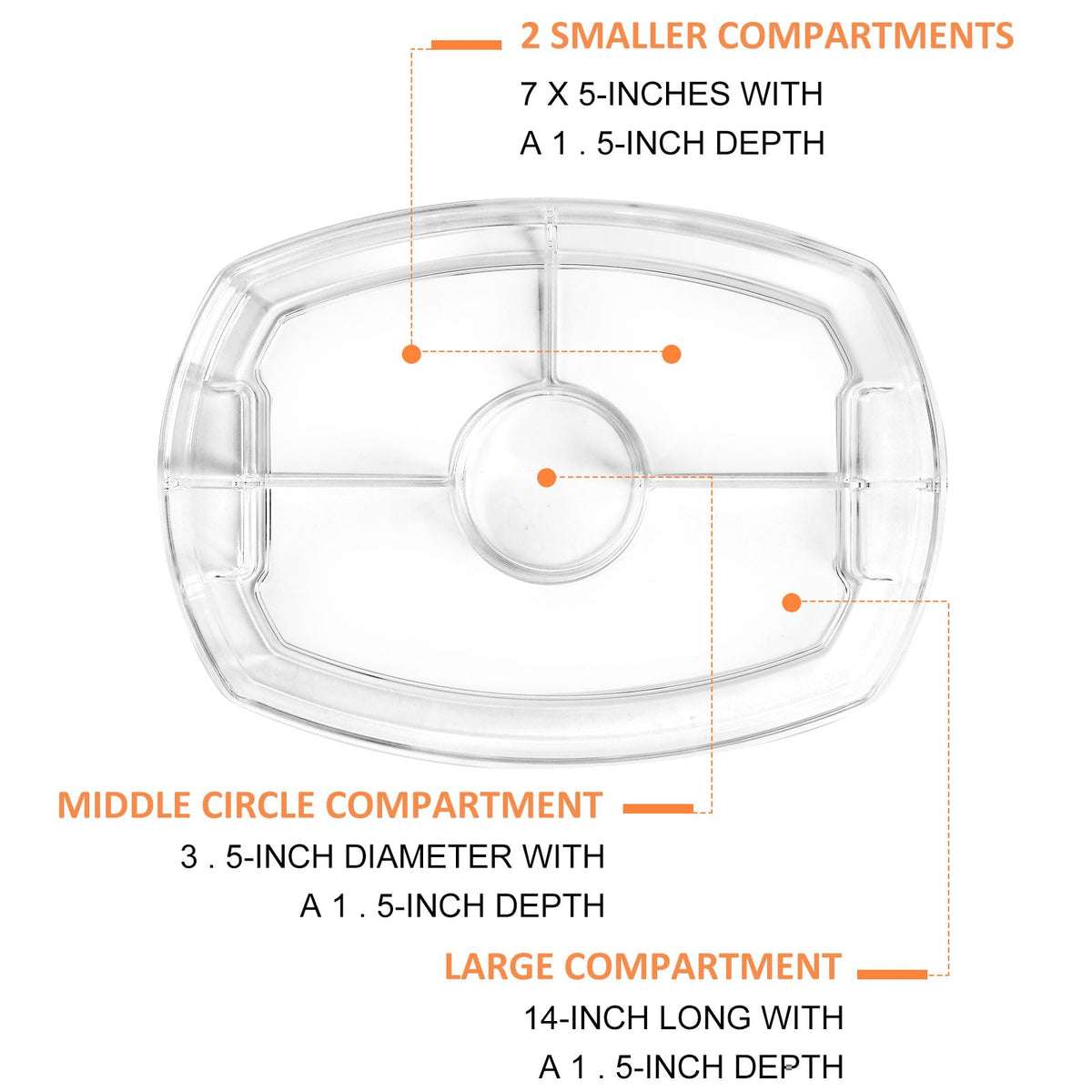IVYHOME Fruit Ice Serving Tray, Chilled Veggie Tray, Shrimp Cocktail Serving Dish, Appetizer Serving Platter for Parties, with Lid and 4 Compartments