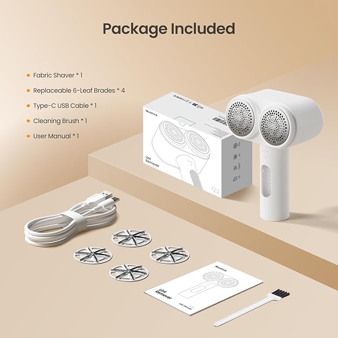 Mosthink Fabric Shaver, 2-in-1 Electric Lint Remover & Build-in Lint Brush