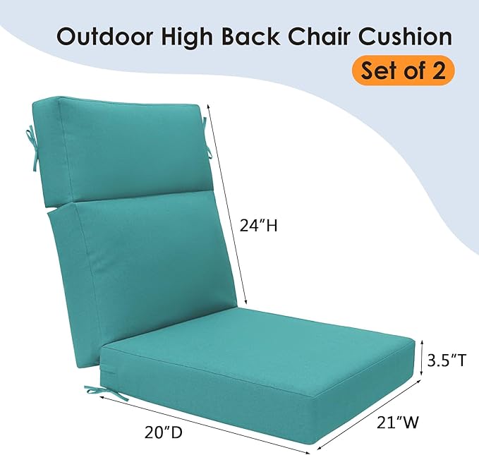 Unimatta Outdoor High Back Chair Cushion Seat Pads, 44 x 21 Inch