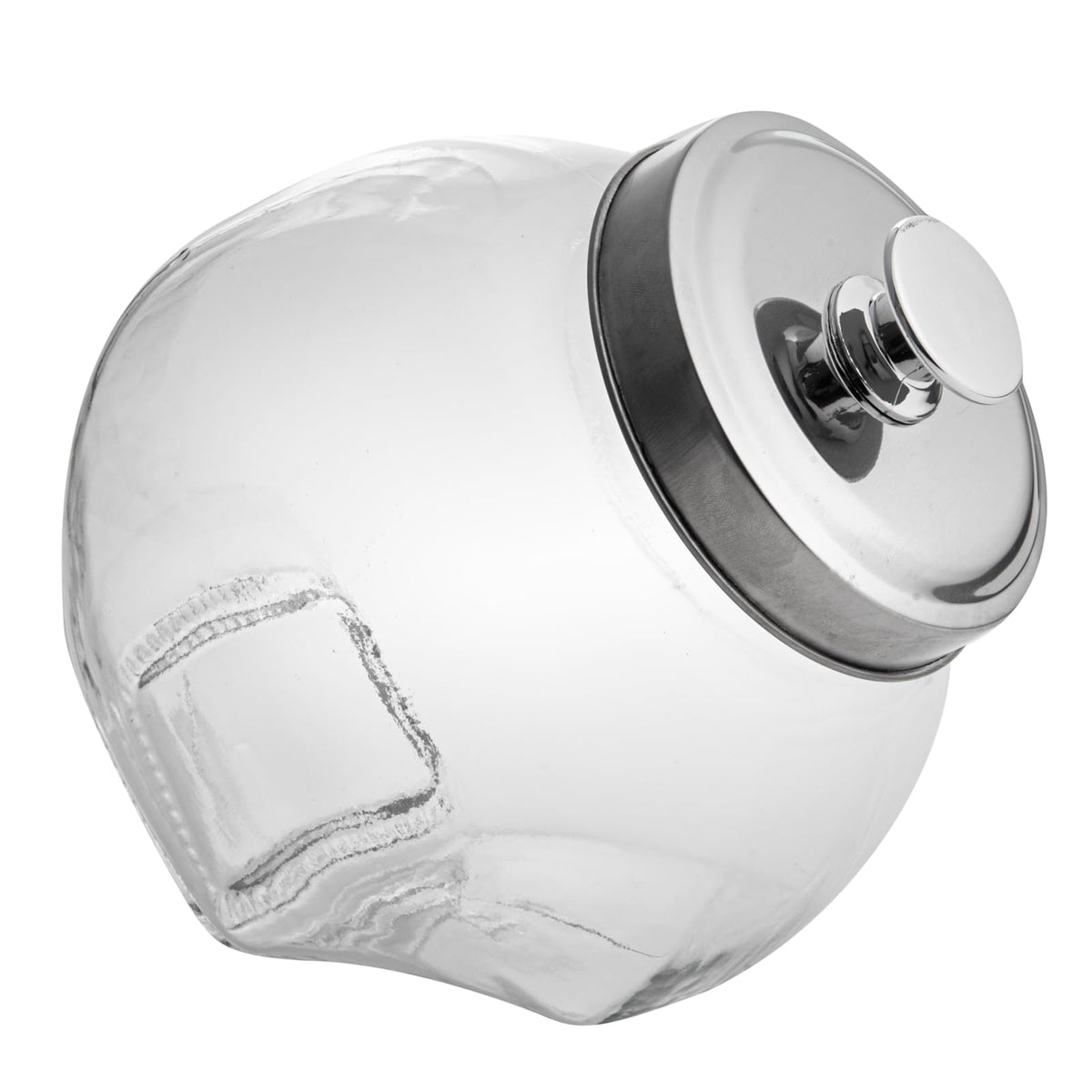 Restaurantware Vetri 0.3 Gallon Penny Jar 1 Durable Candy Jar - With Wide Spout Chrome Lid Clear Glass Cookie Jars For Kitchen Counter Dishwashable