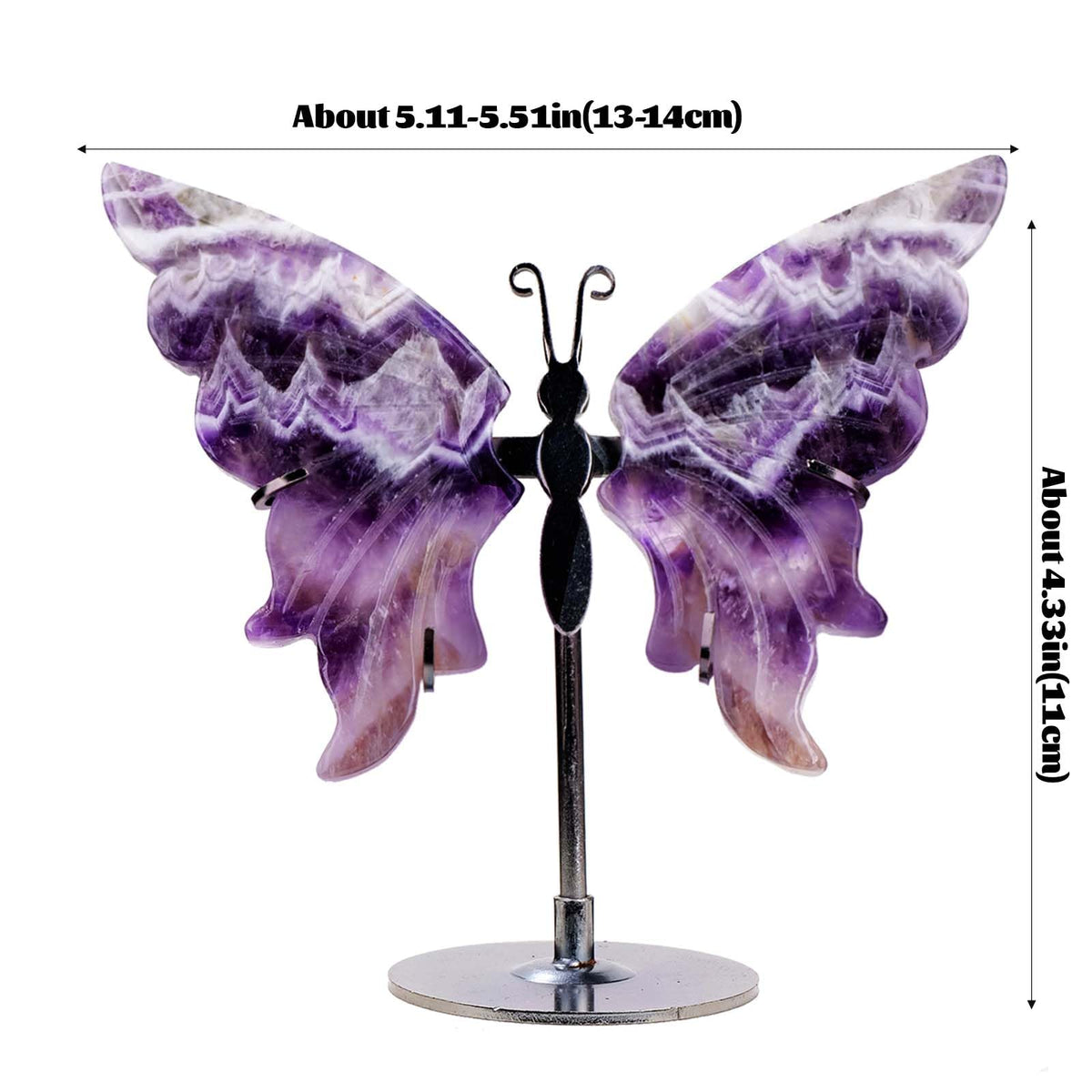 Natural Crystal Butterfly Statue Genuine Crystal Figurine Ornament, Amethyst Agate Wings, Home Office Tabletop Decor (Amethyst)