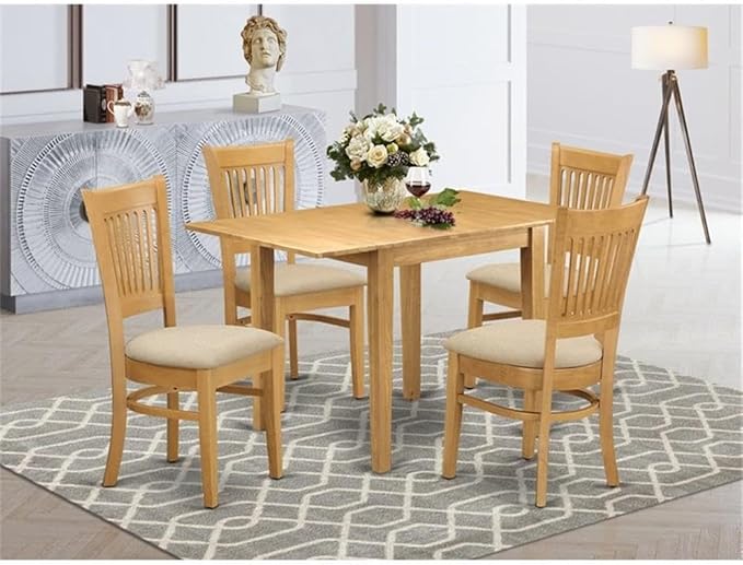 East West Furniture NDVA5-OAK-C 5 Piece Kitchen Table & Chairs Set Includes a
