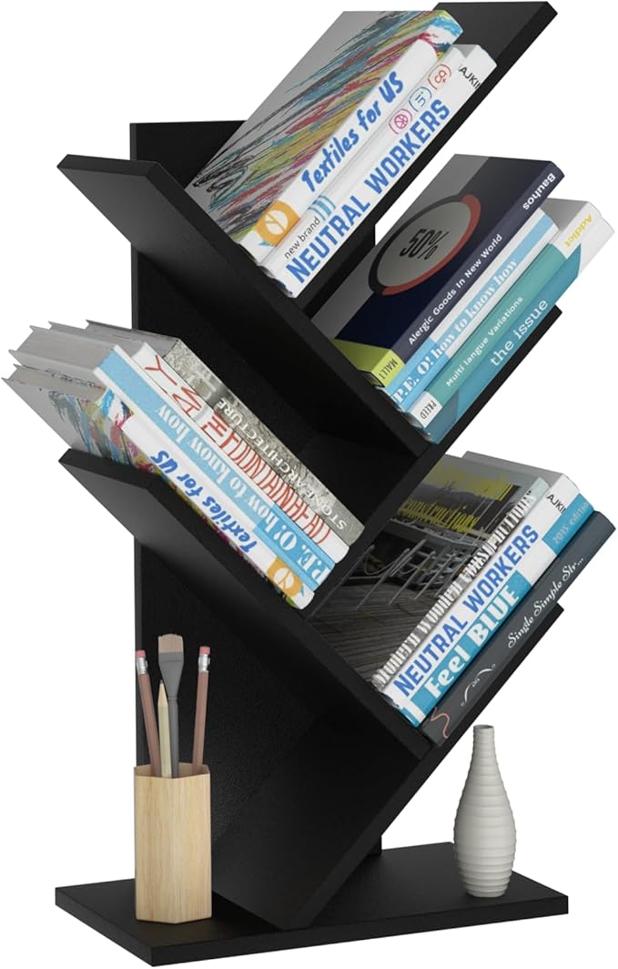 SHEEPAM 5 Tier Tree Book Shelf, Small Desktop Bookshelf