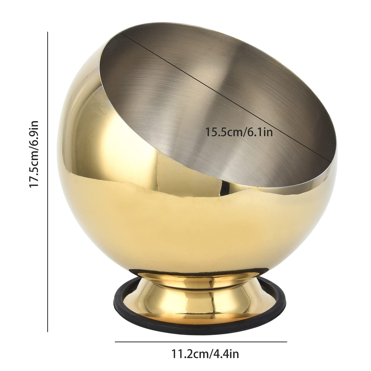 Hapivida Stainless Steel Gold Seasoning Oblique Bowl Mirror Polished Surface Larger Storage Capacity for Kitchen Living Room (Medium)