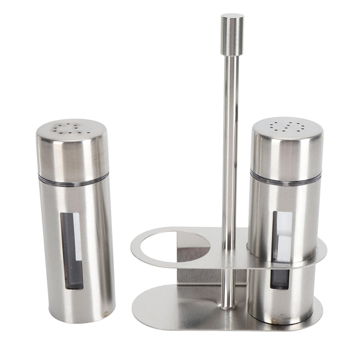 Salt and Pepper Shakers with Holder, Stainless Steel Salt Shaker with Base Stand Sugar Seasoning Bottle Jar for Kitchen Restaurant
