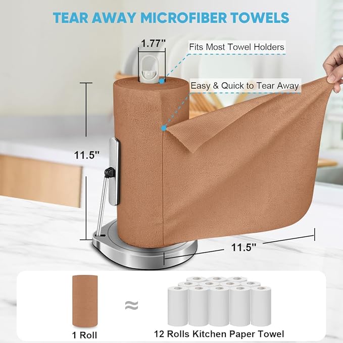 AIDEA Microfiber Cleaning Cloth Roll, Reusable Paper Towels Tear Away Cloth