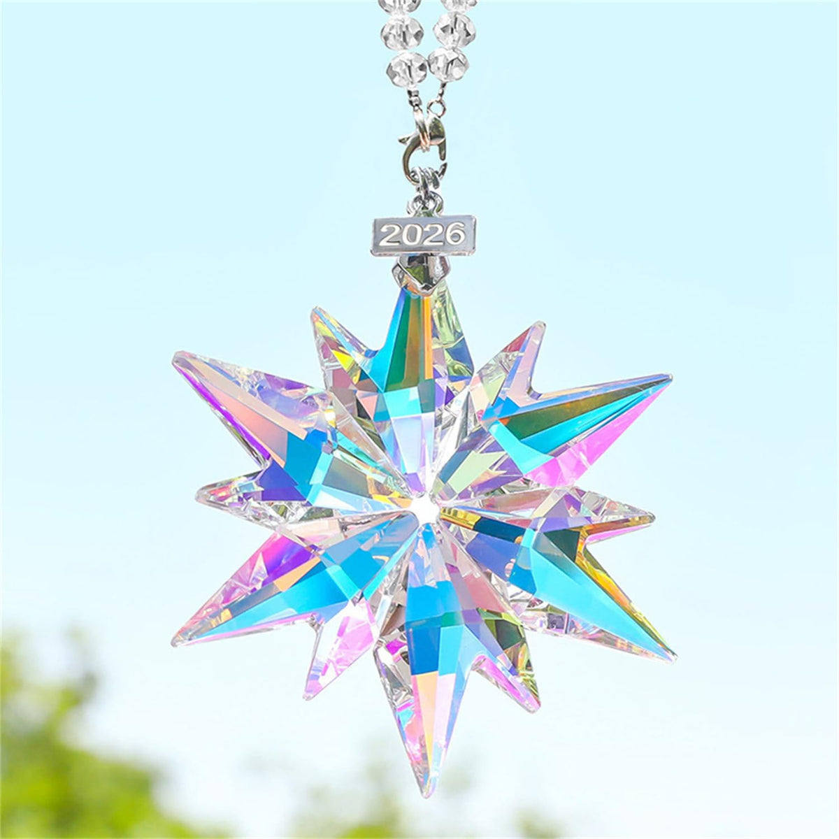 Crystal Snowflake Ornaments for 4th of July Decorations - Friend Gifts for Women & Men-Hanging Glass Ornament Gifts