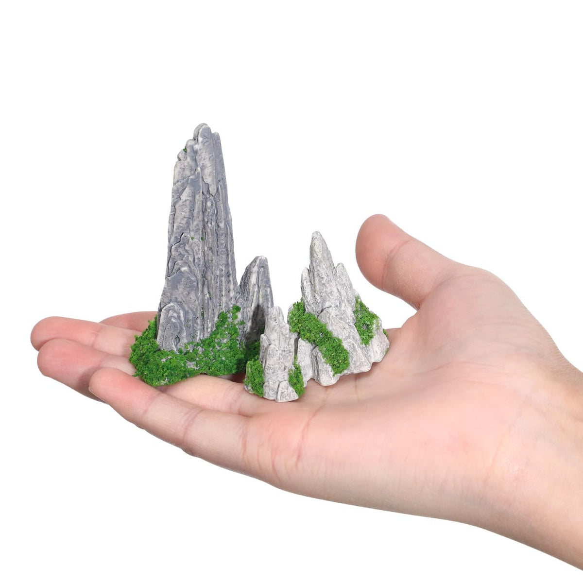 UPKOCH 8Pcs Miniature Fake Rocks for Diorama Supplies, Artificial Stone Figurines with Moss, Resin Zen Garden Accessories Terrarium Decor Mini Landscape