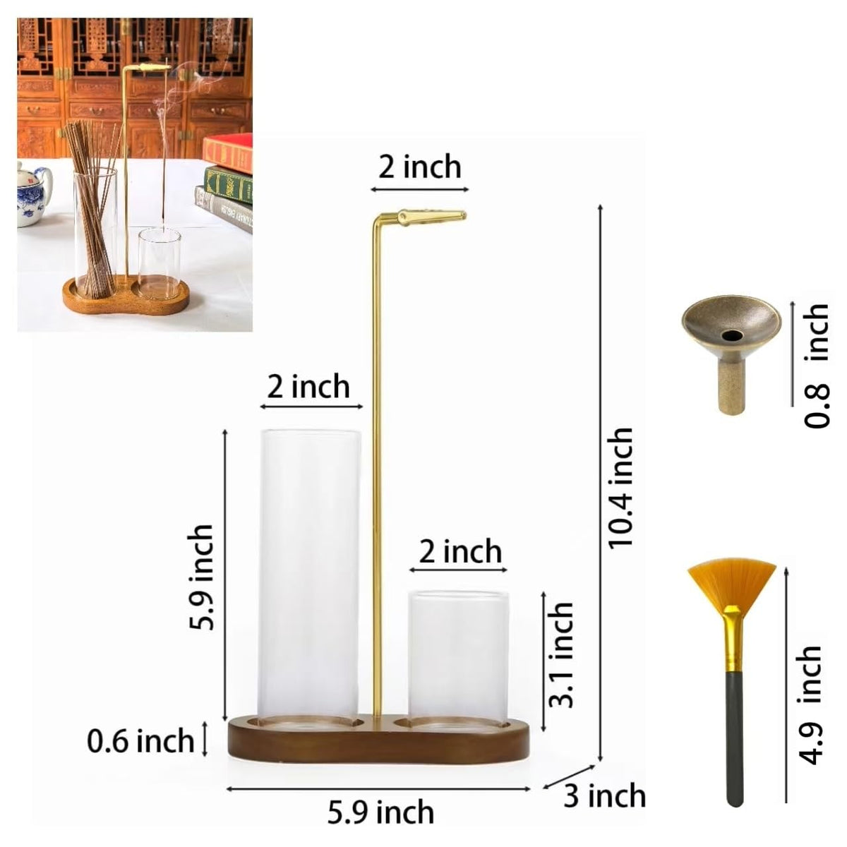2 in 1 Glass Incense Holder & Burner with Ash Catcher – Decorative Incense Stick Holder for Aromatherapy, Yoga, Meditation