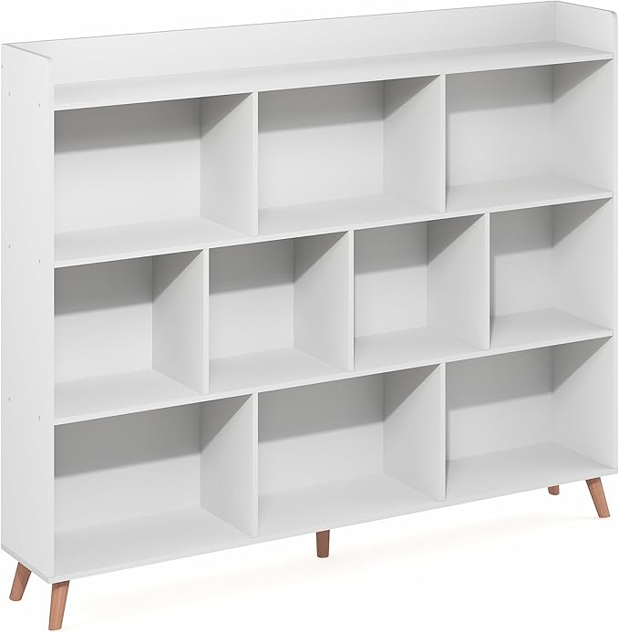 Furinno Claude Book Shelf, 10-Cube Mid Century Style Bookshelf, Storage